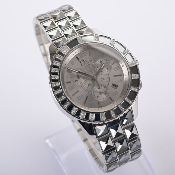 Christian Dior CD114313 Christal 38mm Silver Diamond Watch B&P - $4395 MSRP main image 8